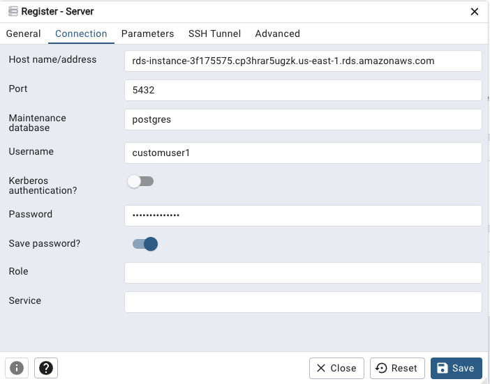 pagadmin-connection